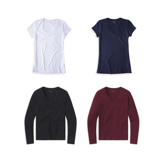 Set 01: The V-neck Marcy Essentials 4-Pack  customtag_BUNDLE DEAL-fff-245600 tees
