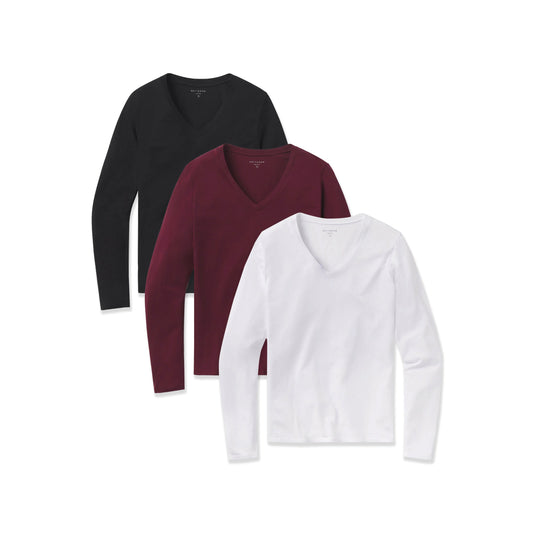Long Sleeve V-Neck Tee Marcy 3-Pack  bdl3_women_long_sleeve_vneck_tee tees