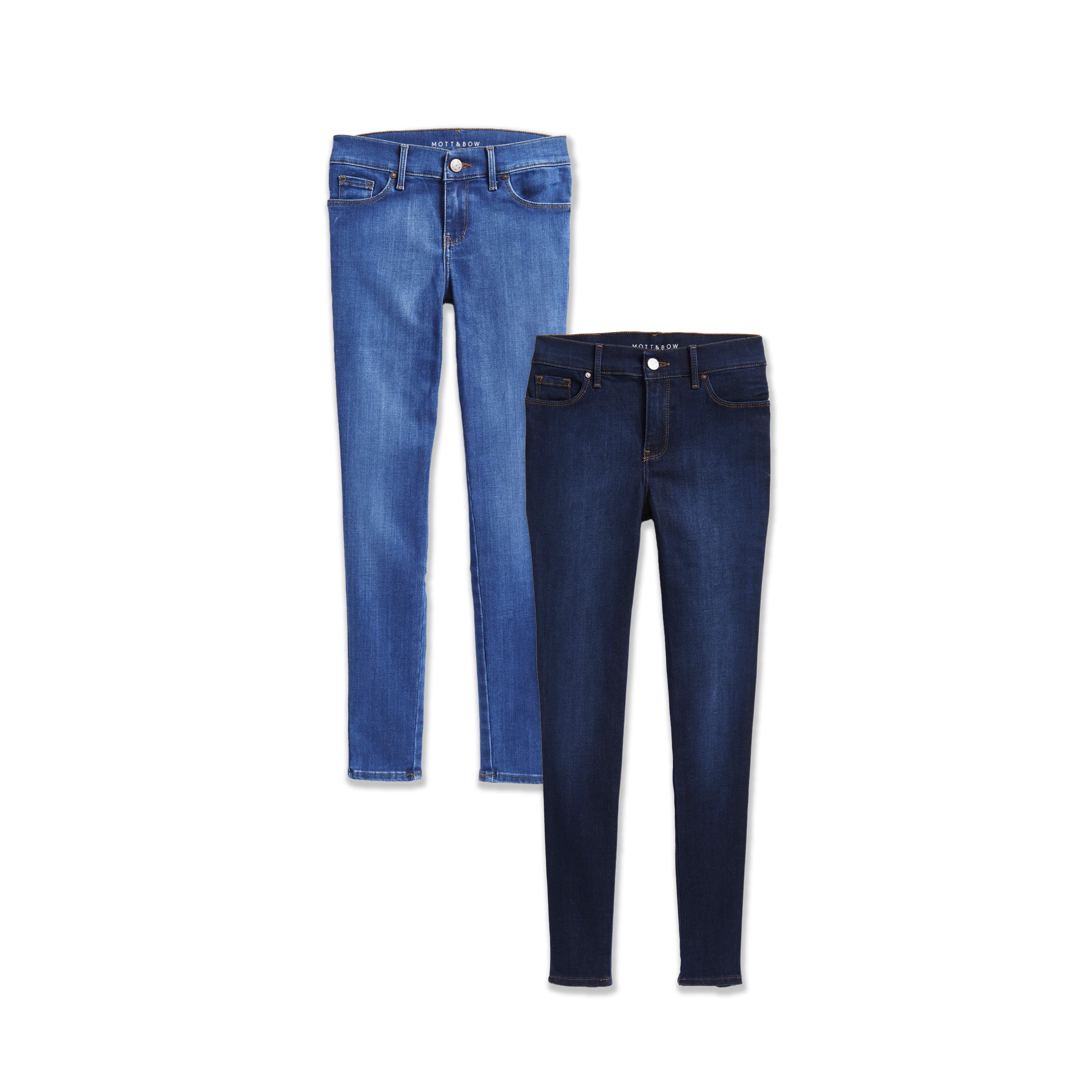 Women wearing Faded Medium/Dark Blue / Medium Blue Mid Rise Skinny Jane 2-Pack jeans