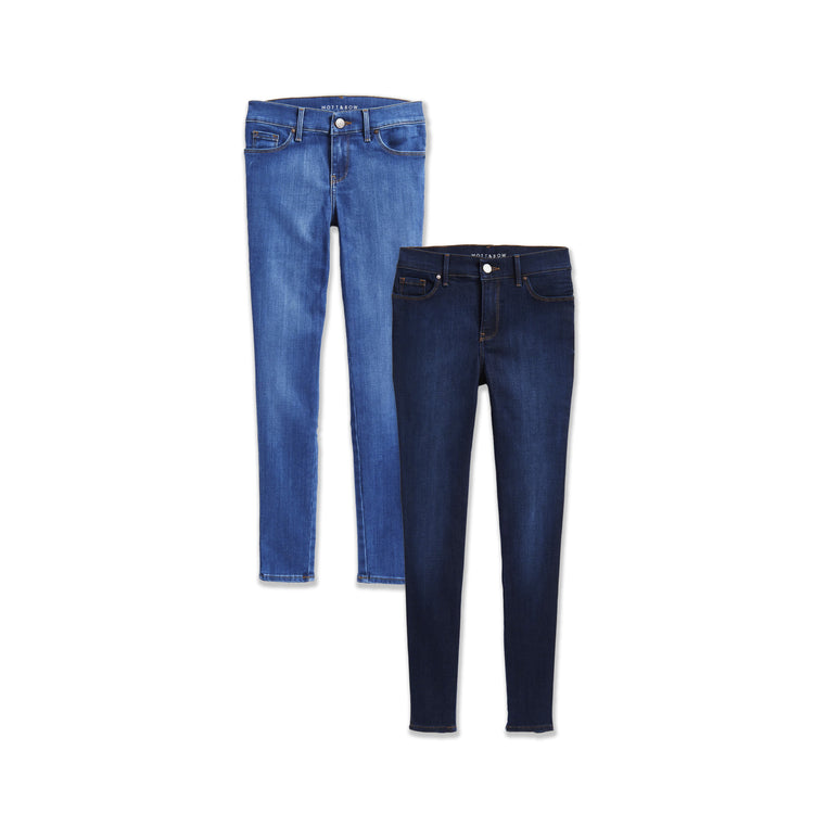Women wearing Medium Blue/Medium Dark Blue Mid Rise Skinny Jane 2-Pack