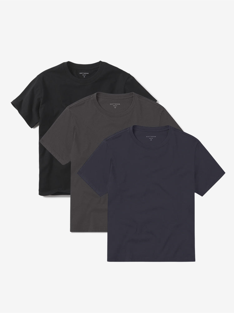  wearing Black Everyday Cotton Crew Tee 3-Pack - Pre Order