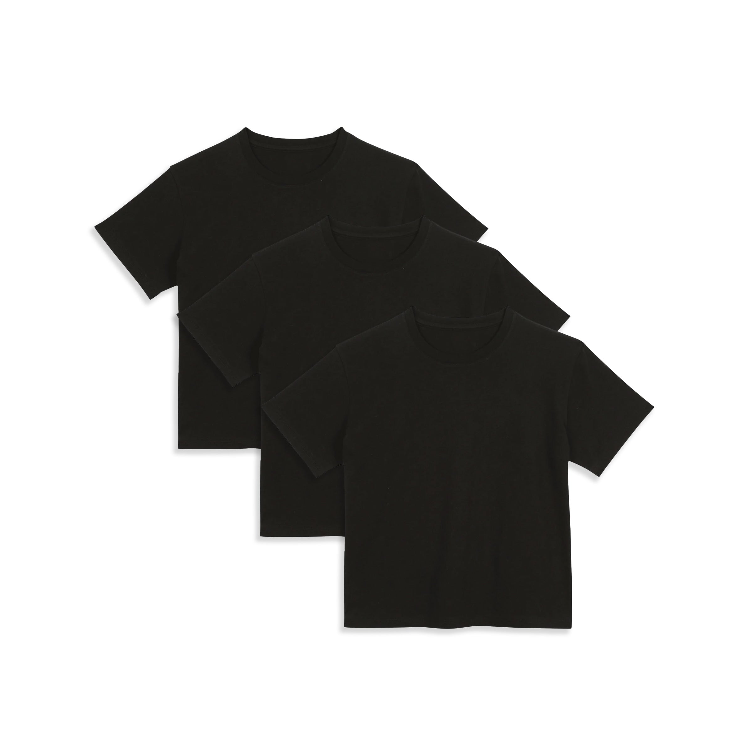 Women wearing Black The Cotton Boxy Crew Tee 3-Pack tees
