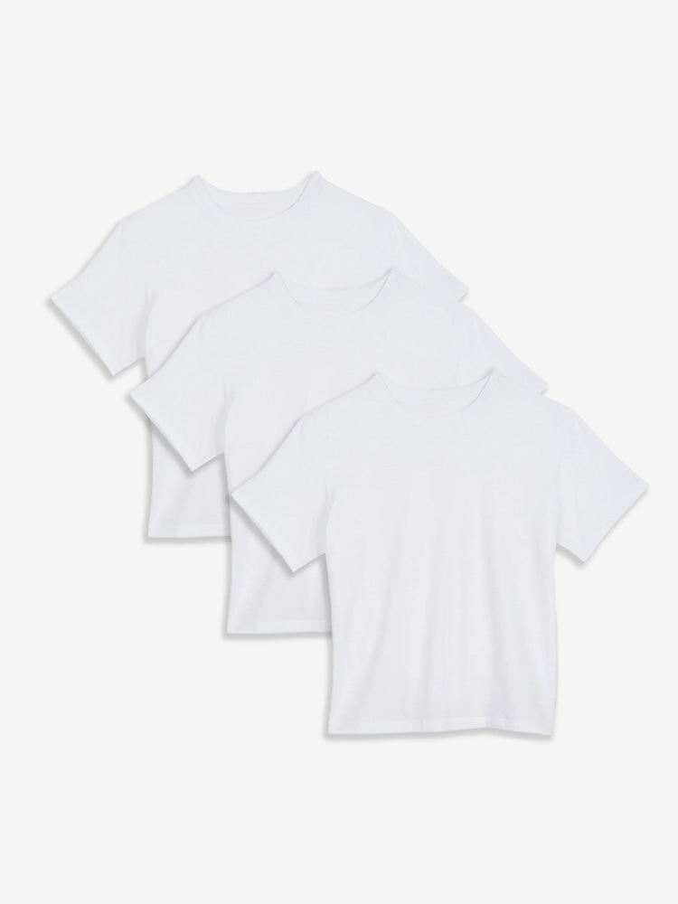 Women wearing White The Cotton Boxy Crew Tee 3-Pack tees