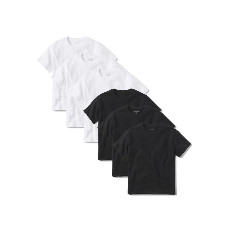 Women wearing White/Black Everyday Cotton Crew Tee 6-Pack