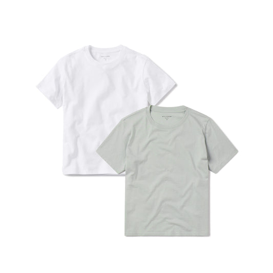 Everyday Cotton Crew Tee 2-Pack White/Honeydew bdl2_women_boxy_semi_crop_tee tees