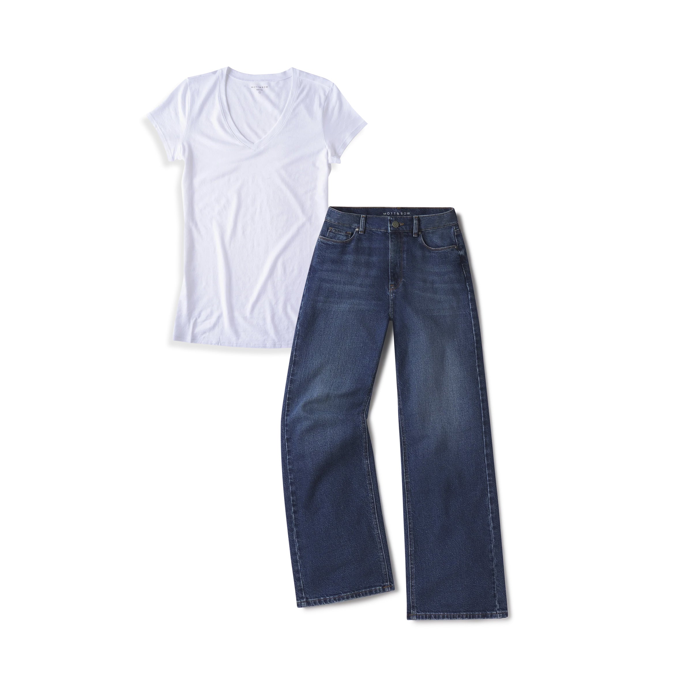 Women wearing Default Title Set 03: 1 Pair of Wide Leg Jeans + 1 Marcy Tee