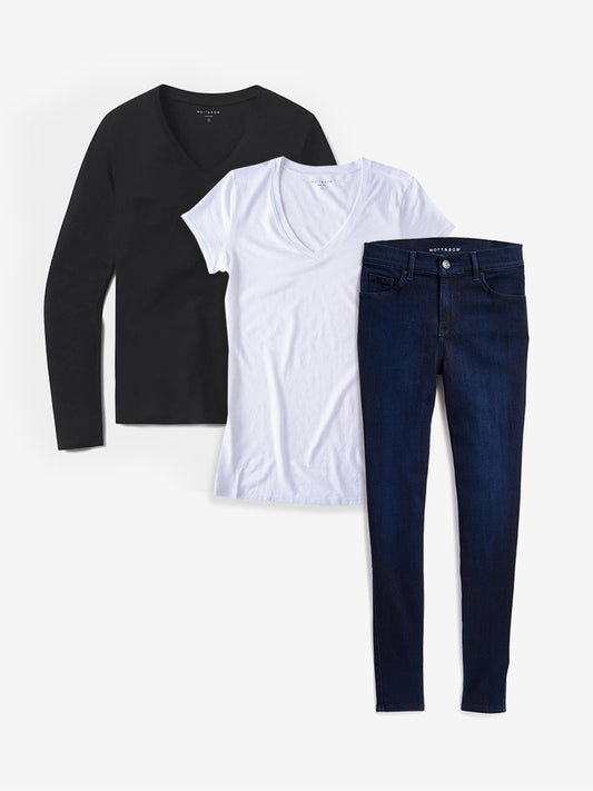 Set 08: 1 pair of Jeans + 1 long sleeved + 1 short sleeved Marcy tee jeans