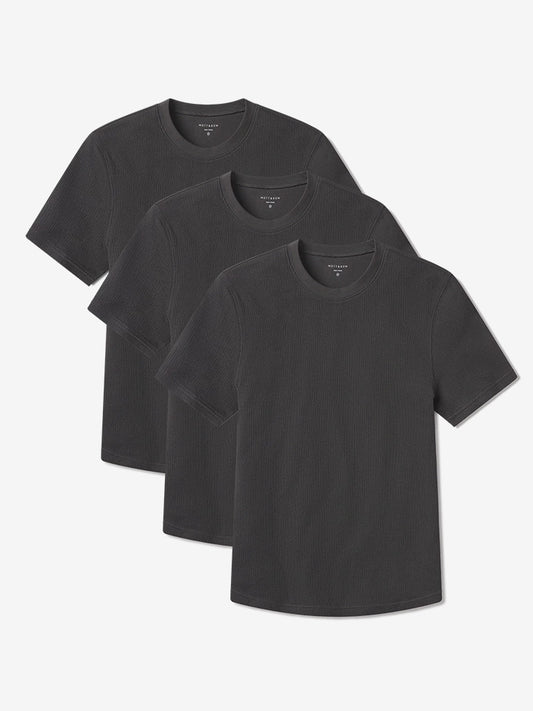Cotton Waffle Curved Hem Crew 3-Pack Dark Gray Crew tees
