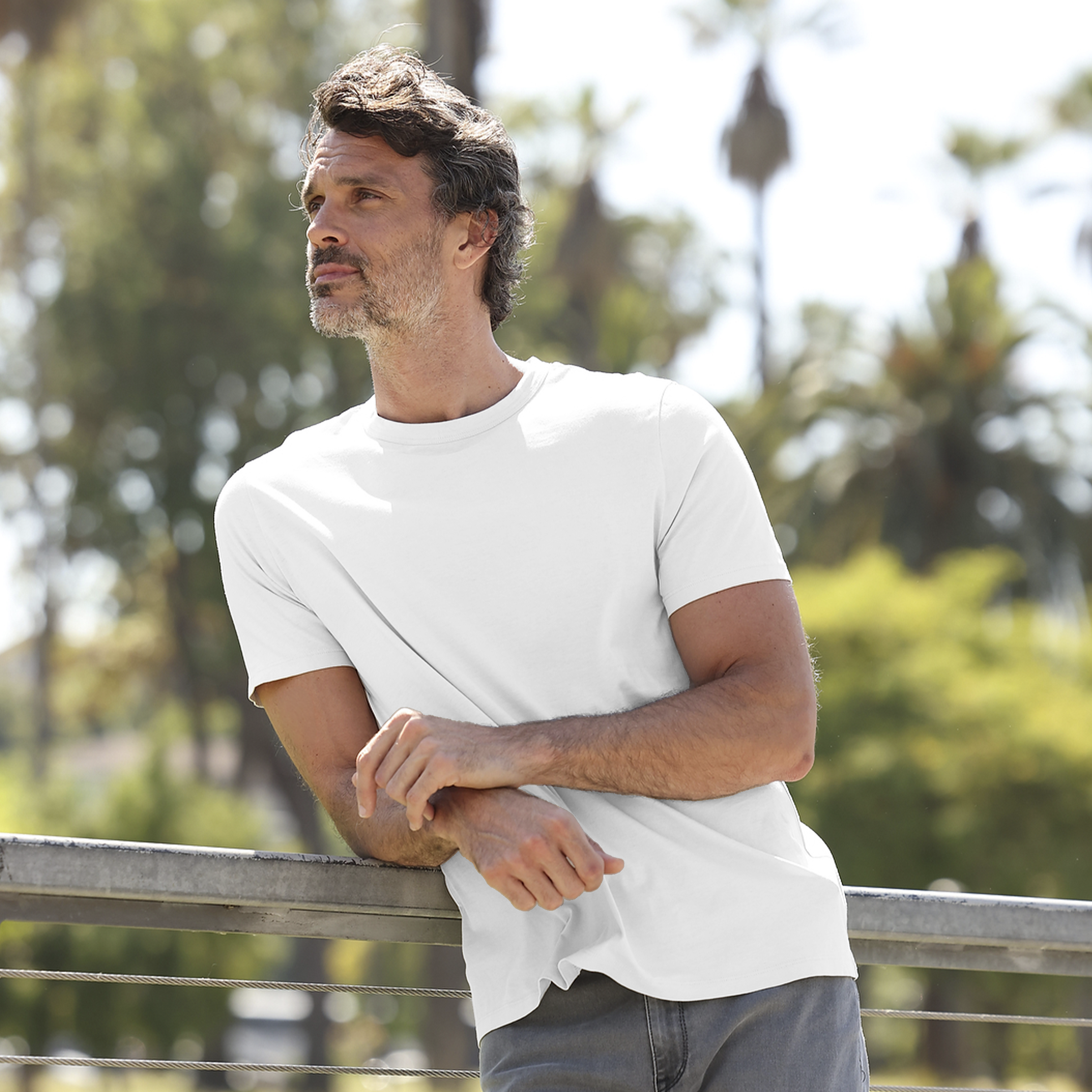 Men wearing Blanc Classic Crew Driggs Tee
