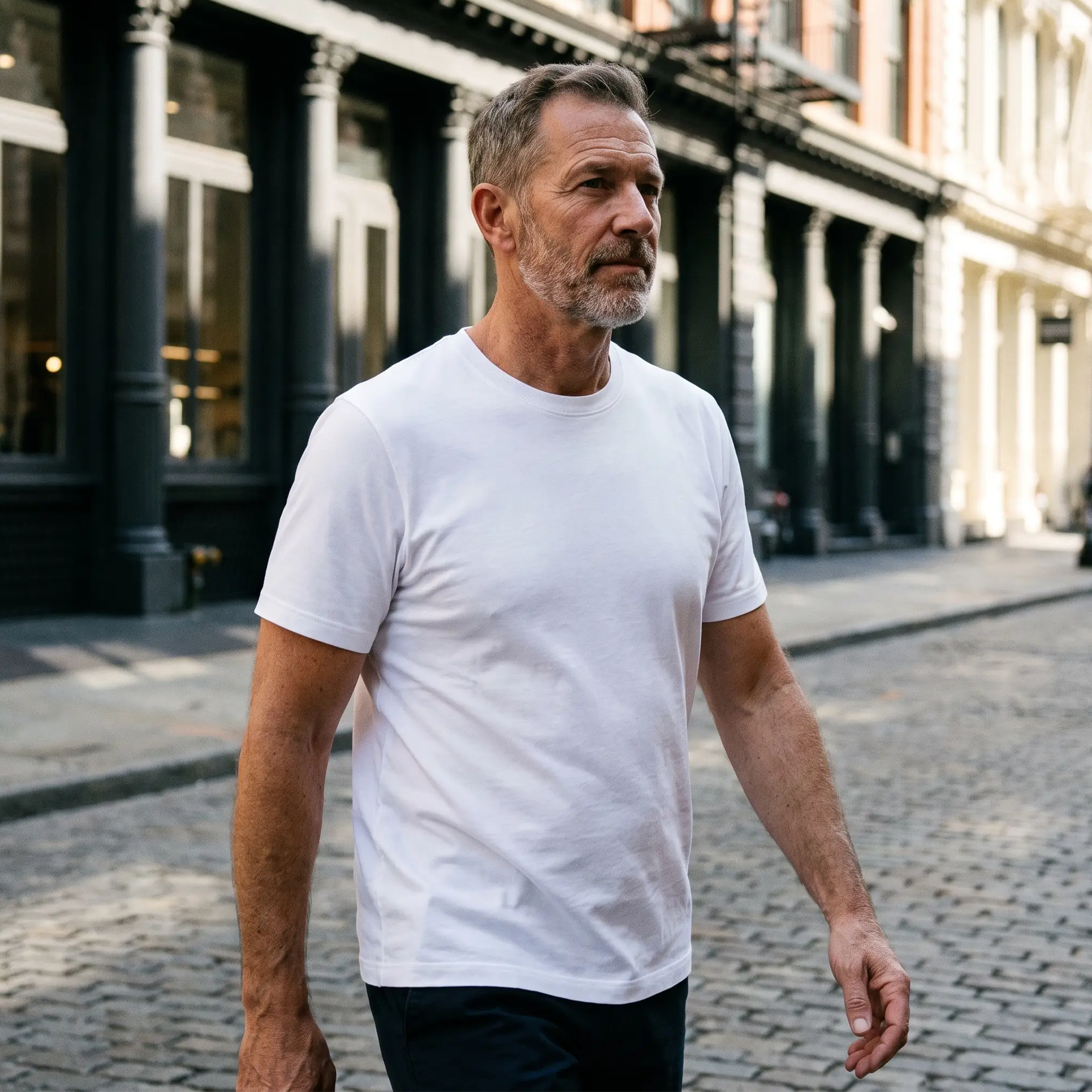 Men wearing Blanc Classic Crew Driggs Tee