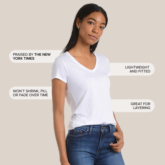 Fitted V-Neck Marcy Tee Blanco V-Neck tees