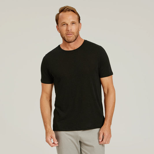Linen Blend Crew Tee Black Crew tees