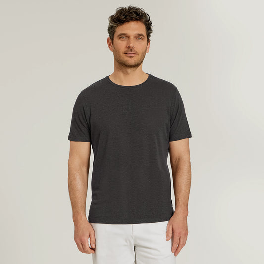 Linen Blend Crew Tee Dark Gray Crew tees