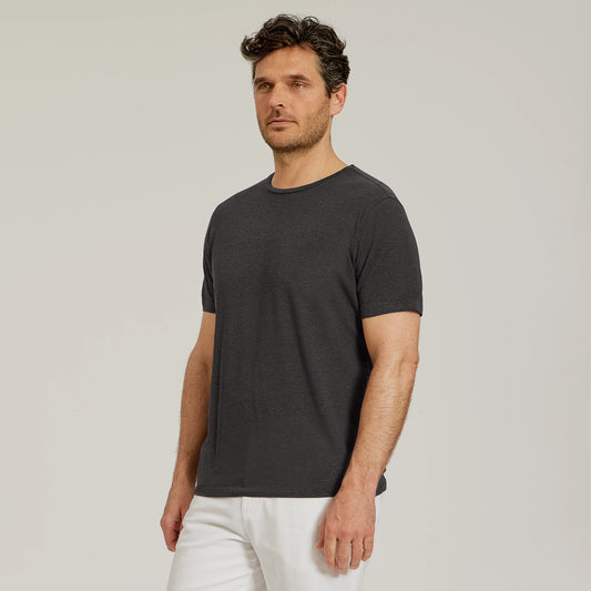 Linen Blend Crew Tee Dark Gray Crew tees