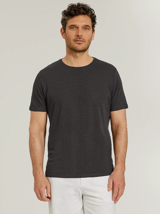 Linen Blend Crew Tee Dark Gray Crew tees