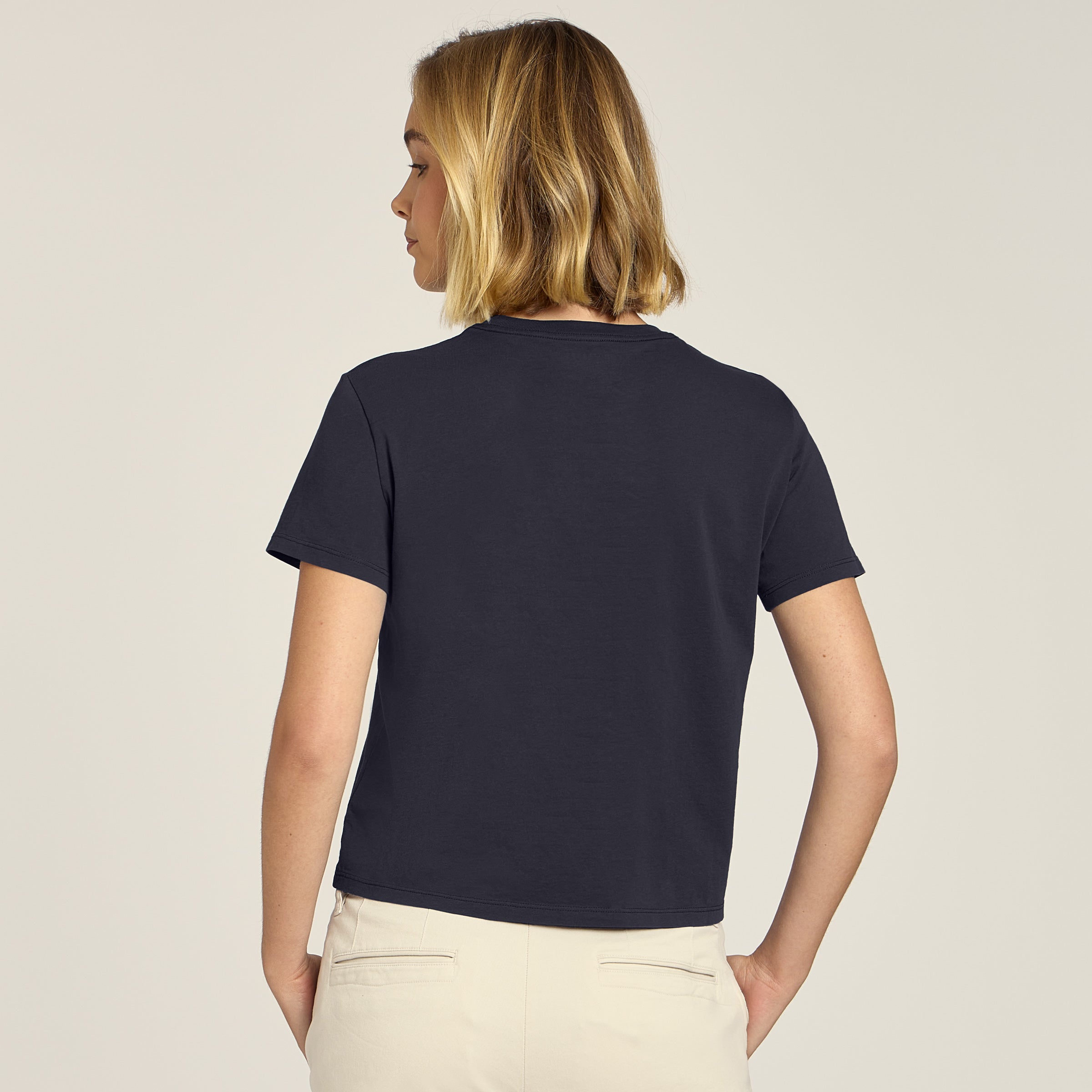 Women wearing Navy Everyday Cotton Crew Tee