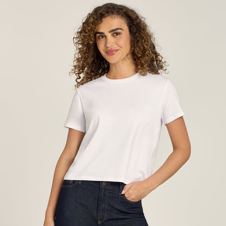 Women wearing White Everyday Cotton Crew Tee