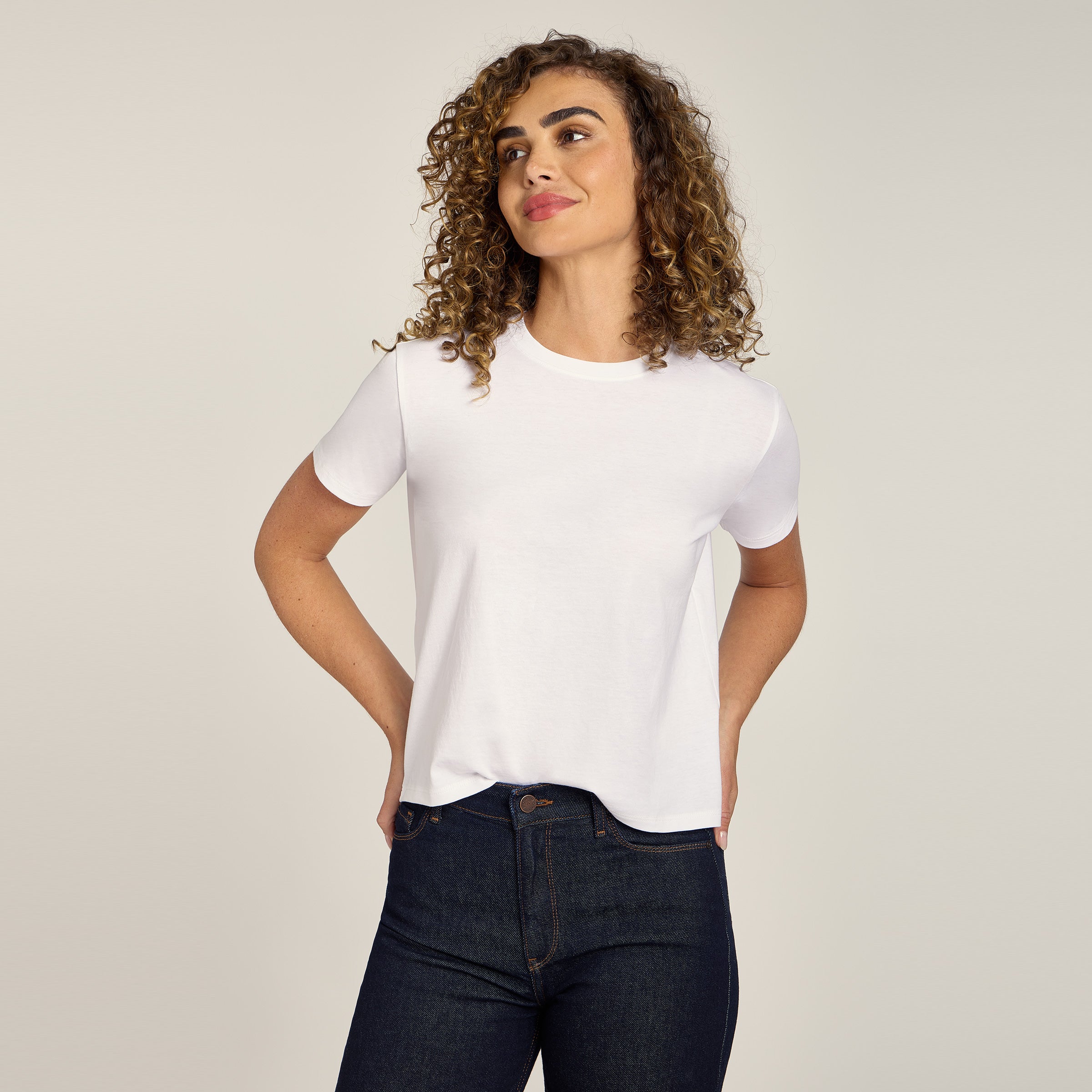 Women wearing White Everyday Cotton Crew Tee