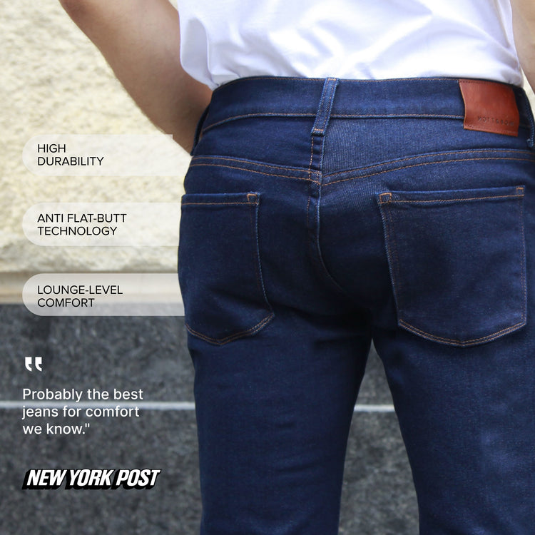 Men wearing Medium/Dark Blue Slim Benson Jeans