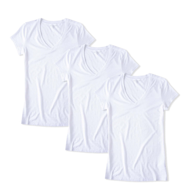  wearing White Fitted V-Neck Marcy 3-Pack