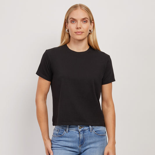 Cropped Fitted Crew Marcy Tee Black Crew tees