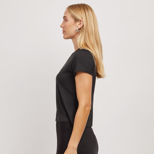 Cropped Fitted Crew Marcy Tee Black Crew tees