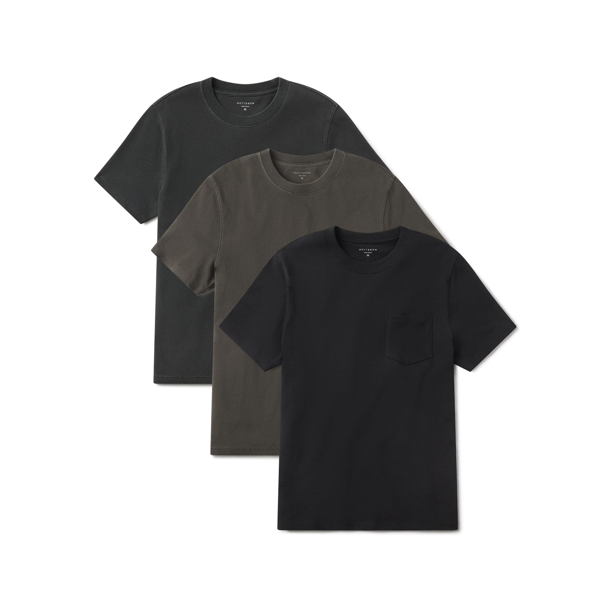 Men wearing Vintage Dark Gray/Vintage Dark Moss/Vintage Black Heritage Weighted Tee 3-Pack tees