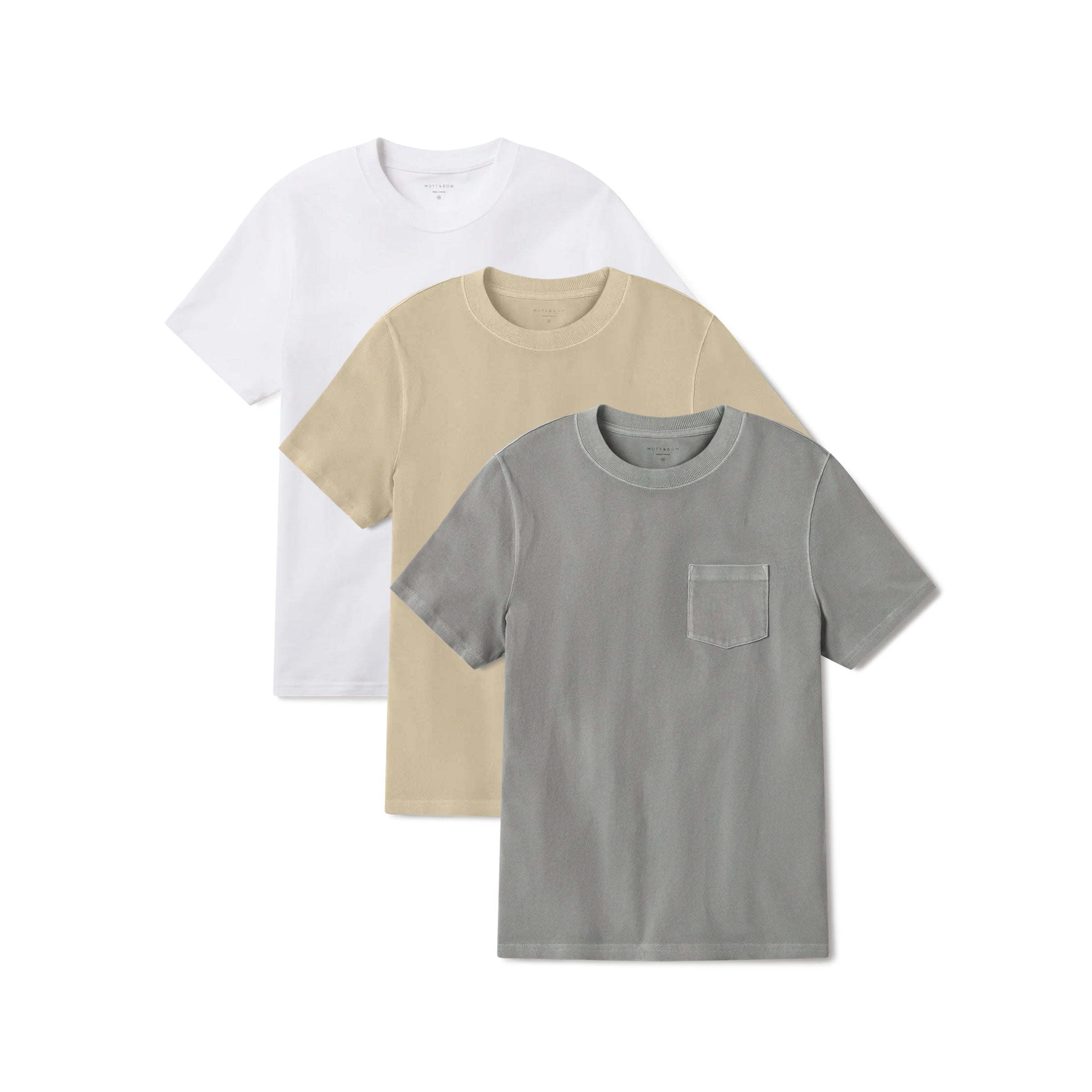 Men wearing White/Vintage Taupe/Vintage Pewter Heritage Weighted Tee 3-Pack tees