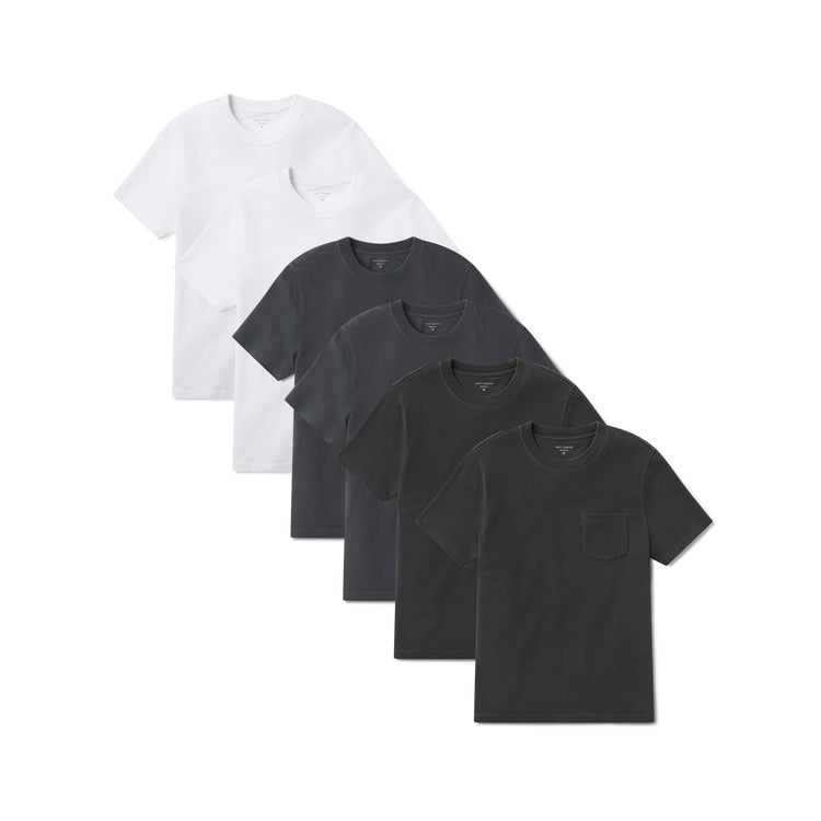 Men wearing Vintage Black/Vintage Blue Ink/Vintage Dark Gray Heritage Weighted Tee 6-Pack