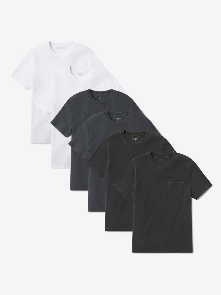 Men wearing Vintage Black/Vintage Blue Ink/Vintage Dark Gray Heritage Weighted Tee 6-Pack