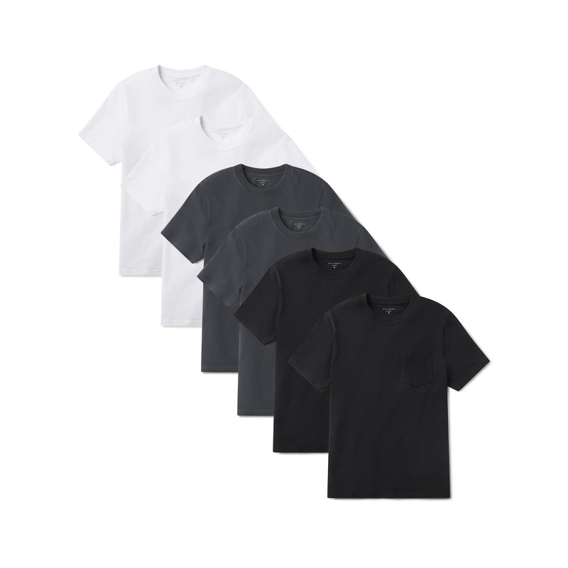 Men wearing Vintage Black/White/Vintage Blue Ink Heritage Weighted Tee 6-Pack tees
