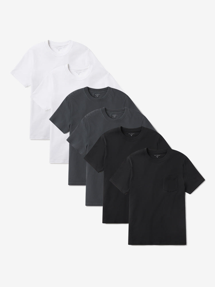 Men wearing Vintage Black/White/Vintage Blue Ink Heritage Weighted Tee 6-Pack