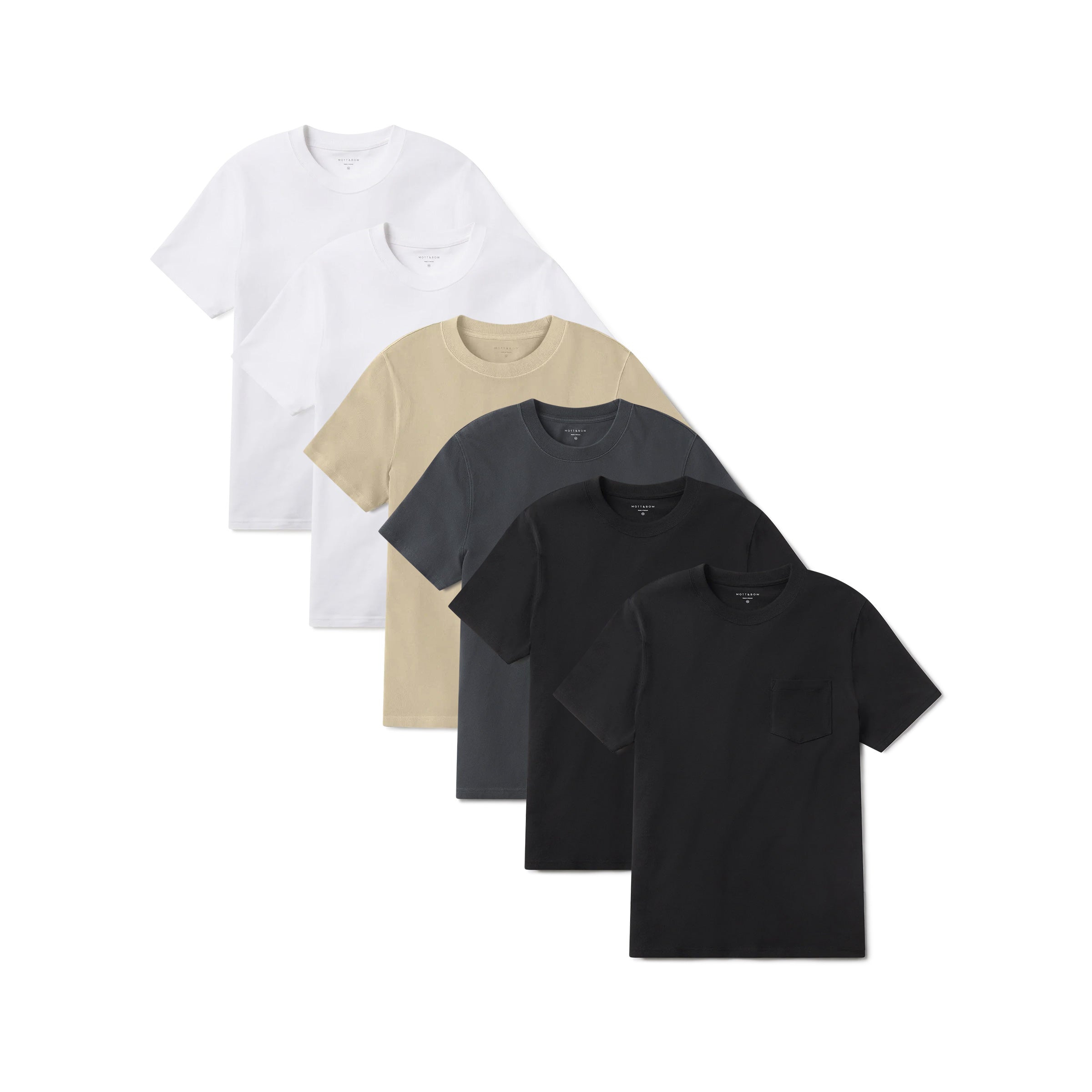 Men wearing White/White/Vintage Taupe/Vintage Blue Ink/Vintage Black/Vintage Black Heritage Weighted Tee 6-Pack tees