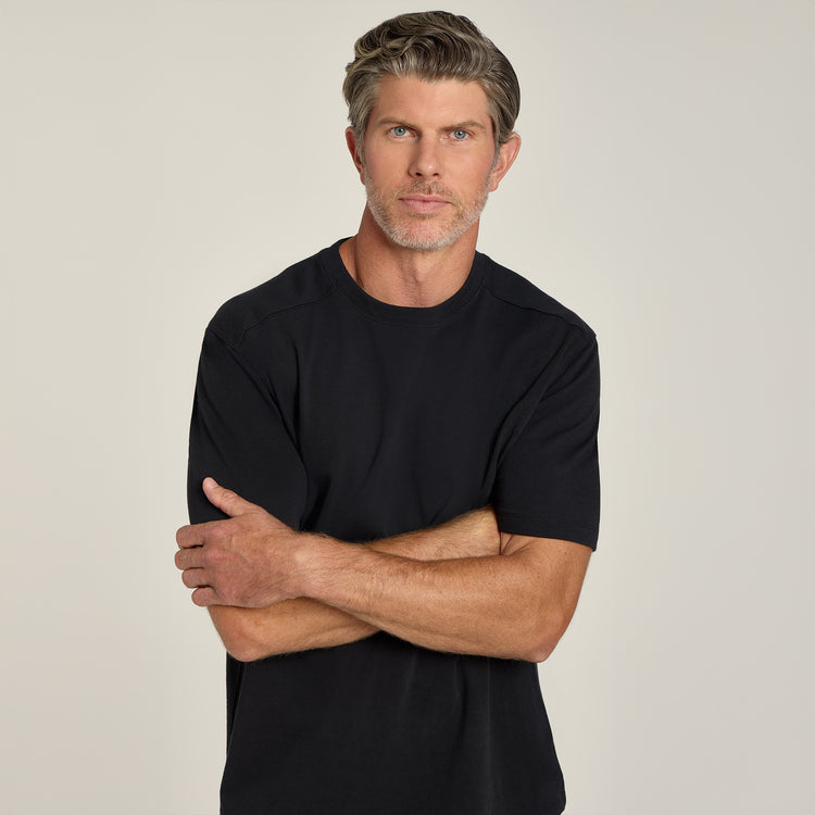 Men wearing Vintage Black Cotton Jersey Oversized Tee