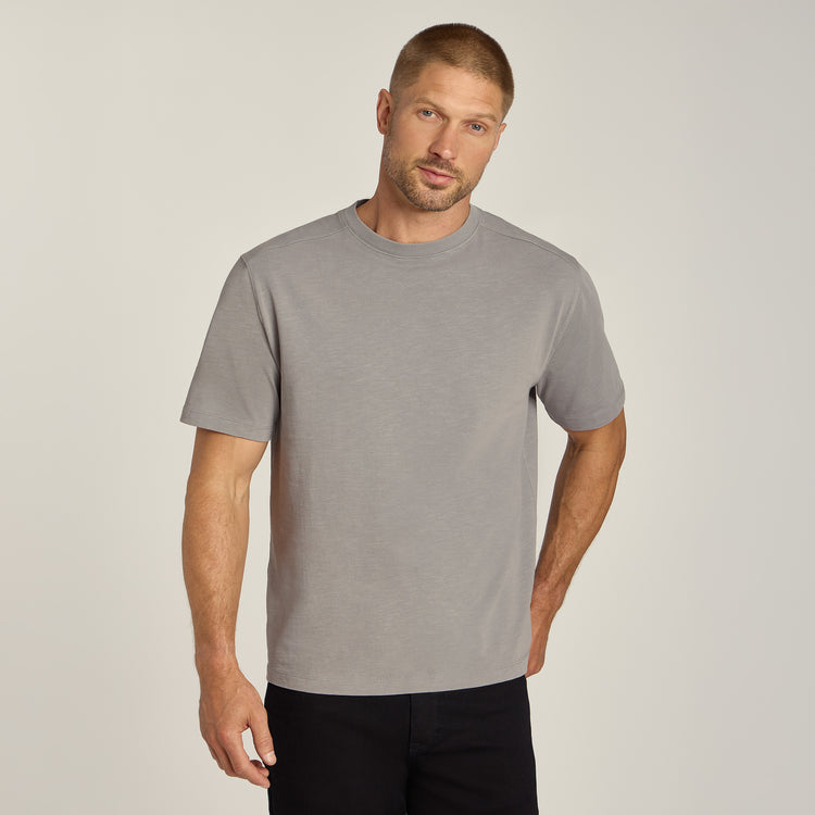 Men wearing Vintage Pewter Cotton Jersey Oversized Tee