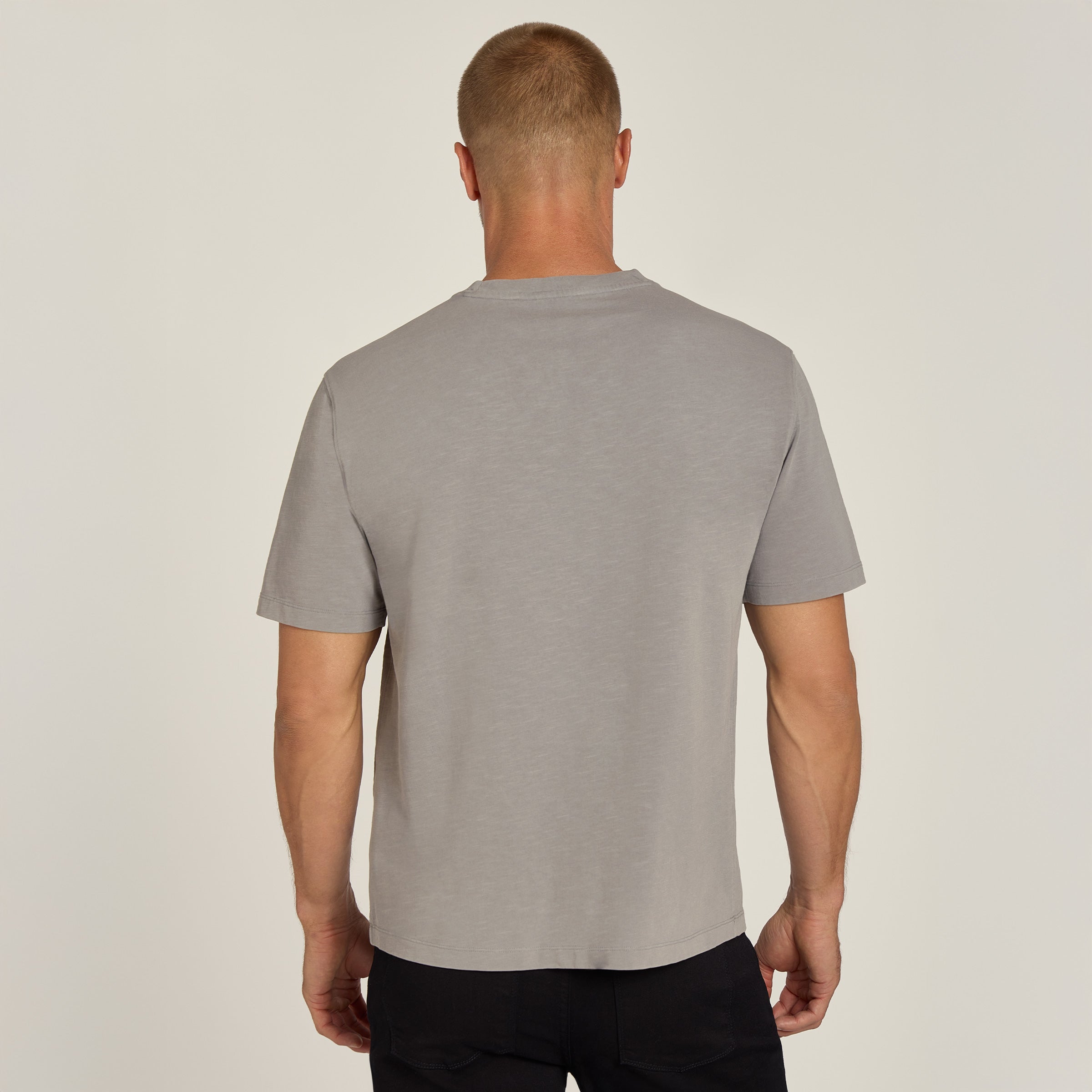 Men wearing Vintage Pewter Cotton Jersey Oversized Tee