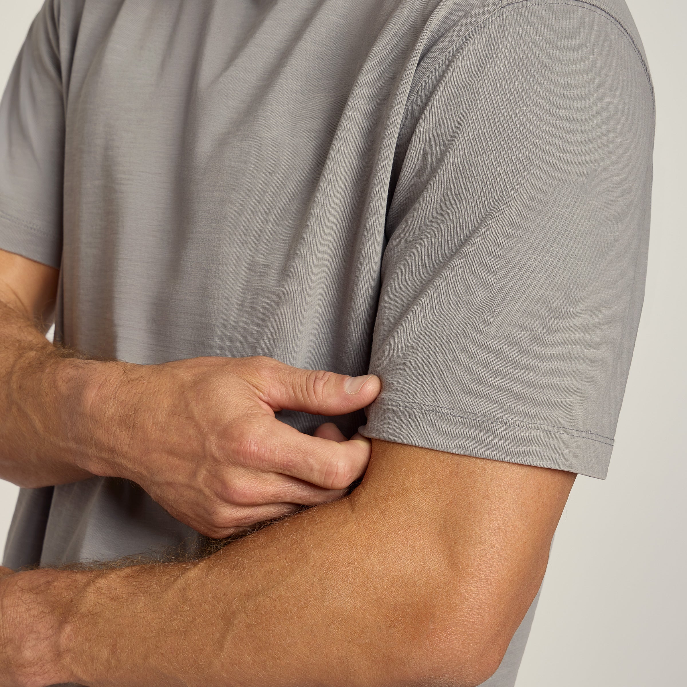 Men wearing Vintage Pewter Cotton Jersey Oversized Tee