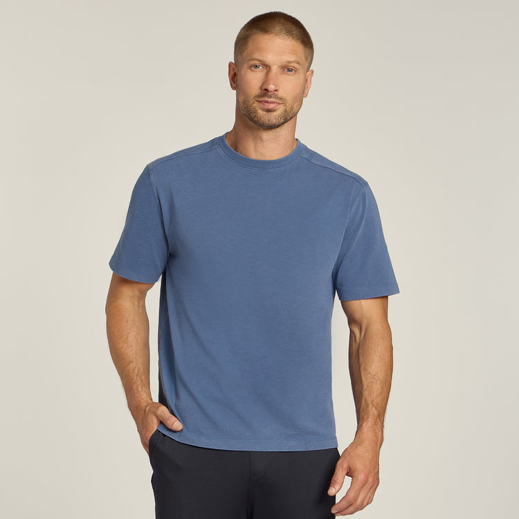 Men wearing Vintage Slate Cotton Jersey Oversized Tee