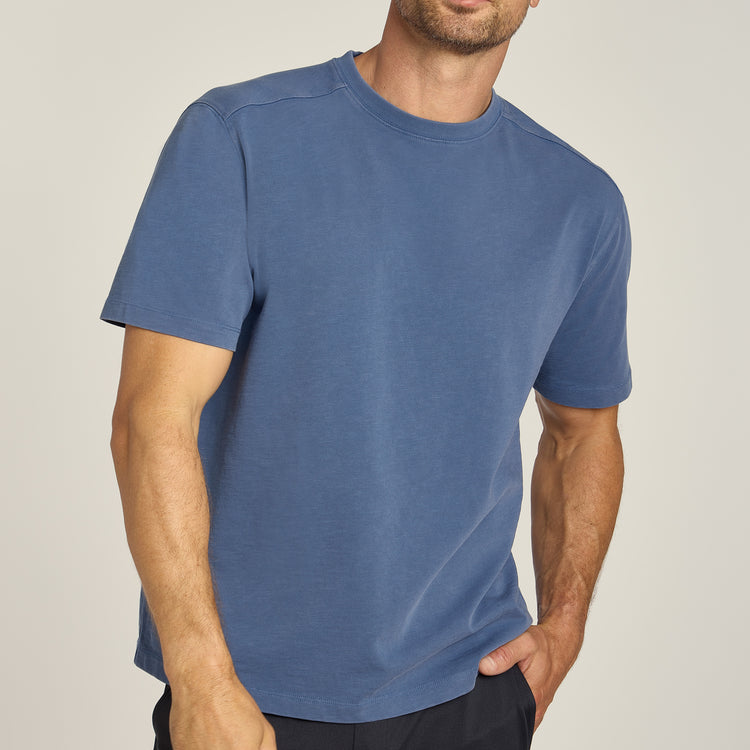 Men wearing Vintage Slate Cotton Jersey Oversized Tee