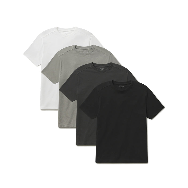 Men wearing White/Vintage Pewter/Vintage Gray/Vintage Black Cotton Jersey Oversized Tee 4-Pack tees