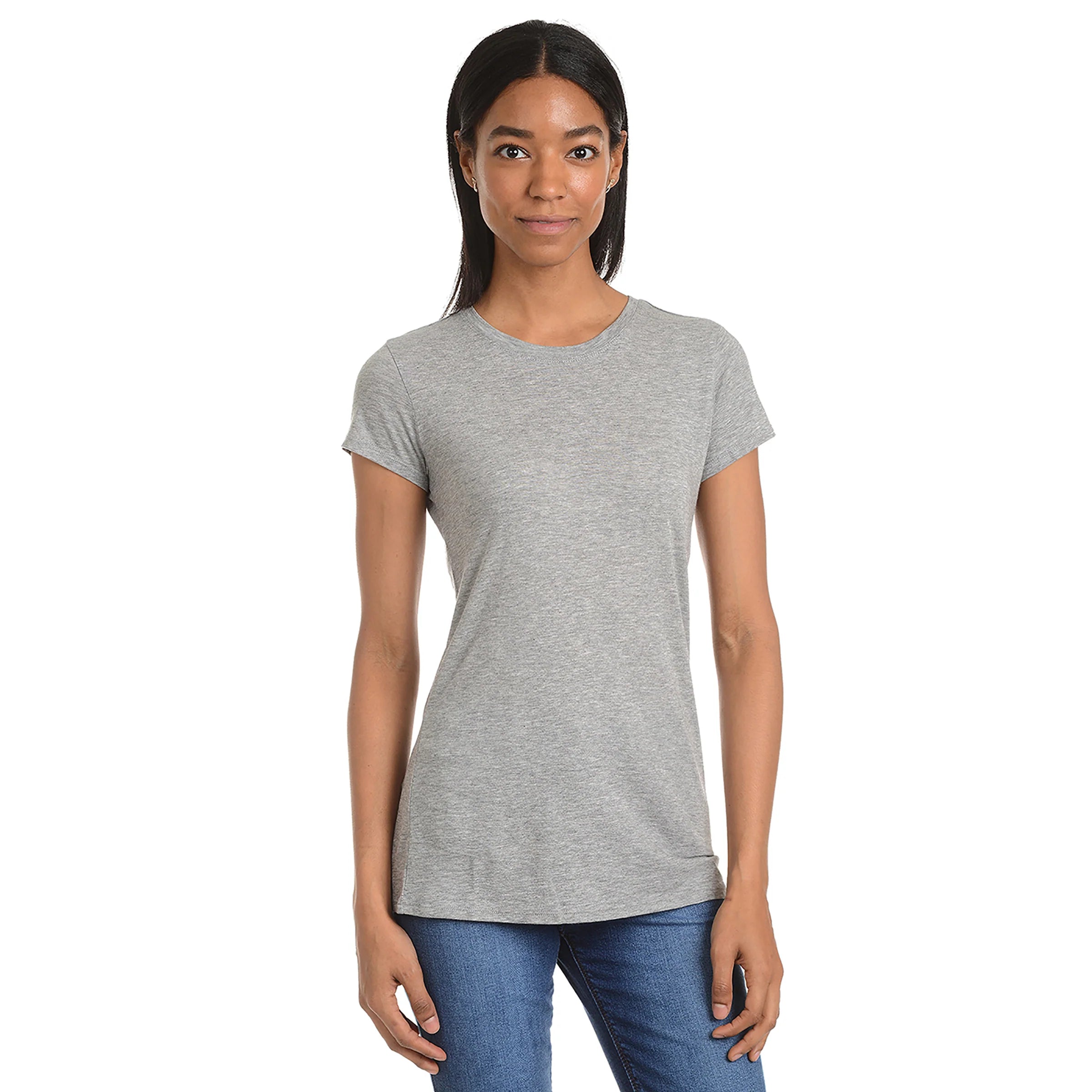 Women wearing White Mott&Bow | Fitted Crew Marcy Tee tt tees