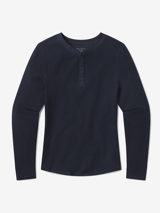 Cotton Waffle Curved Hem Henley  Henley tees