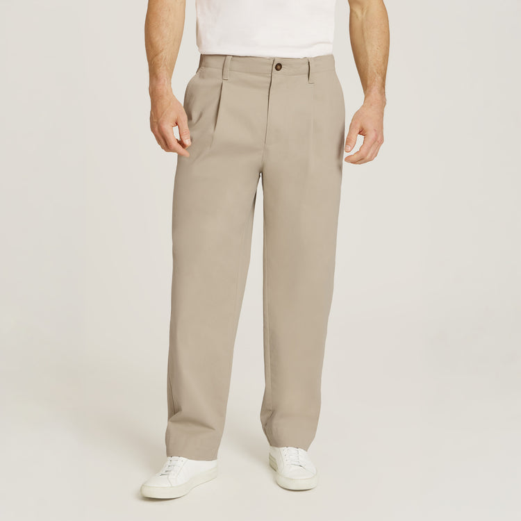 Men wearing Ecru Wide Leg Chino