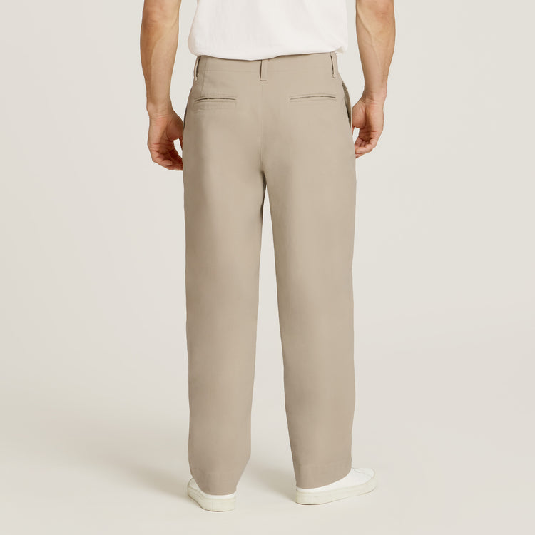 Men wearing Ecru Wide Leg Chino