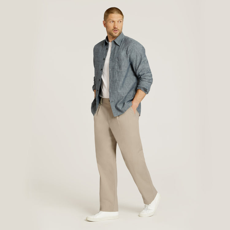 Men wearing Ecru Wide Leg Chino