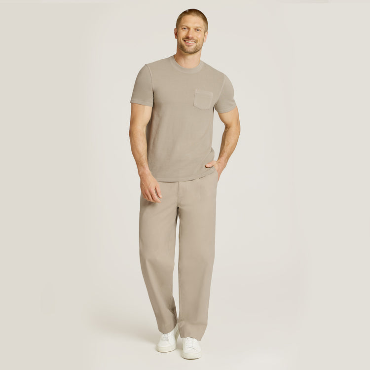 Men wearing Ecru Wide Leg Chino