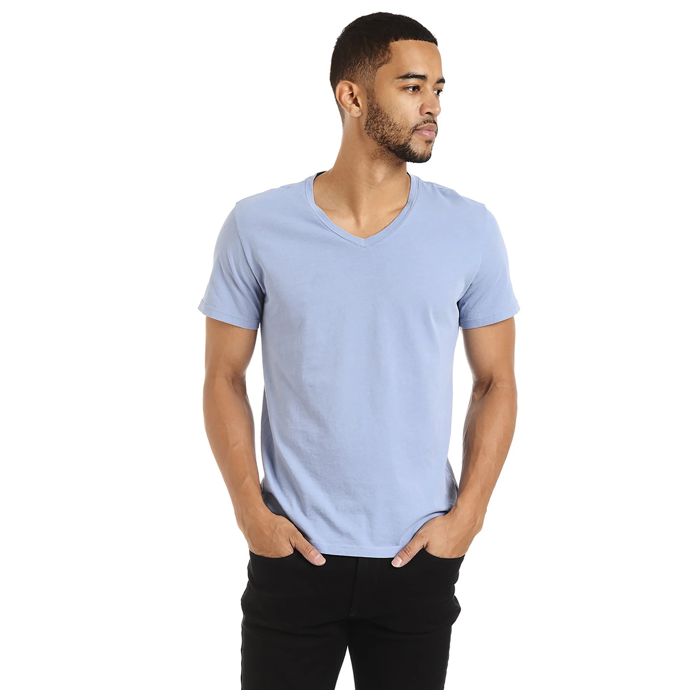 Men wearing White Mott&Bow | Classic V-Neck Driggs tee tt tees