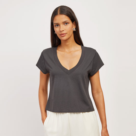 Cotton Boxy Deep V-Neck Tee  V-Neck tees