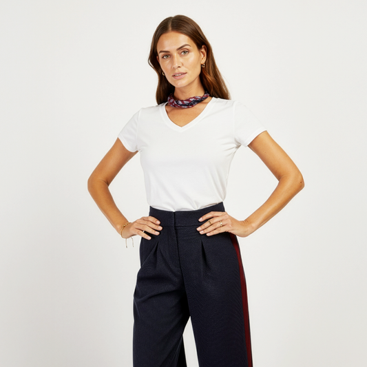 Fitted V-Neck Marcy Tee White V-Neck tees