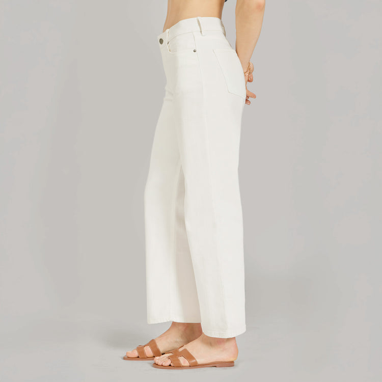 Women wearing Bone High Rise Cropped Straight Leg Mercer